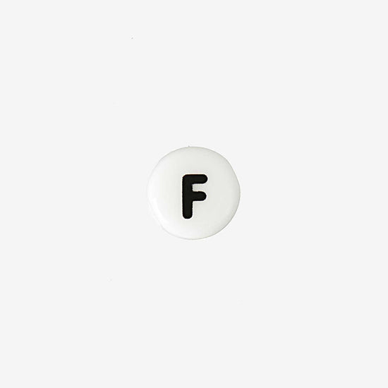 Collar de pulsera de creación de cuentas de letra F del alfabeto de cerámica blanca