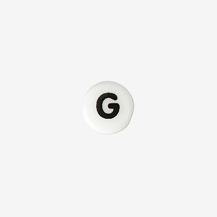 Collar de pulsera de creación de cuentas de letra G del alfabeto de cerámica blanca