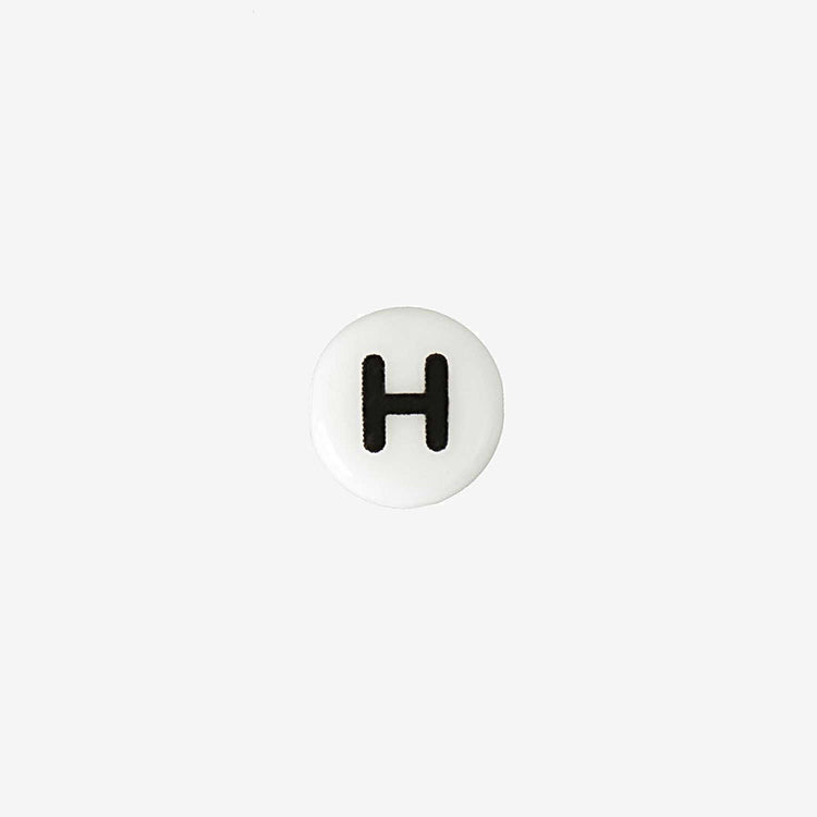 Collar de pulsera de creación de cuentas de letra H del alfabeto de cerámica blanca