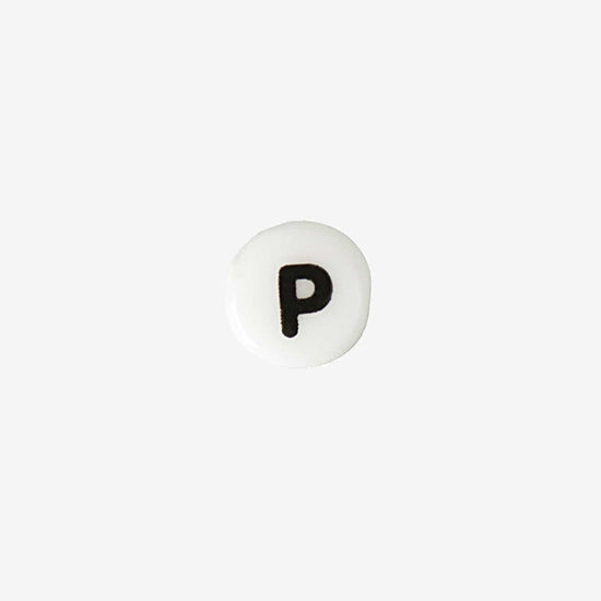 Lettre blanche en céramique alphabet lettre P perle création bracelet collier
