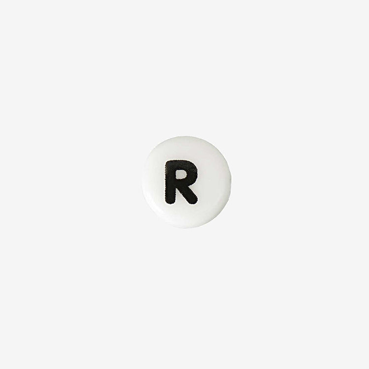 Collar de pulsera de creación de cuentas de letra R del alfabeto de cerámica blanca