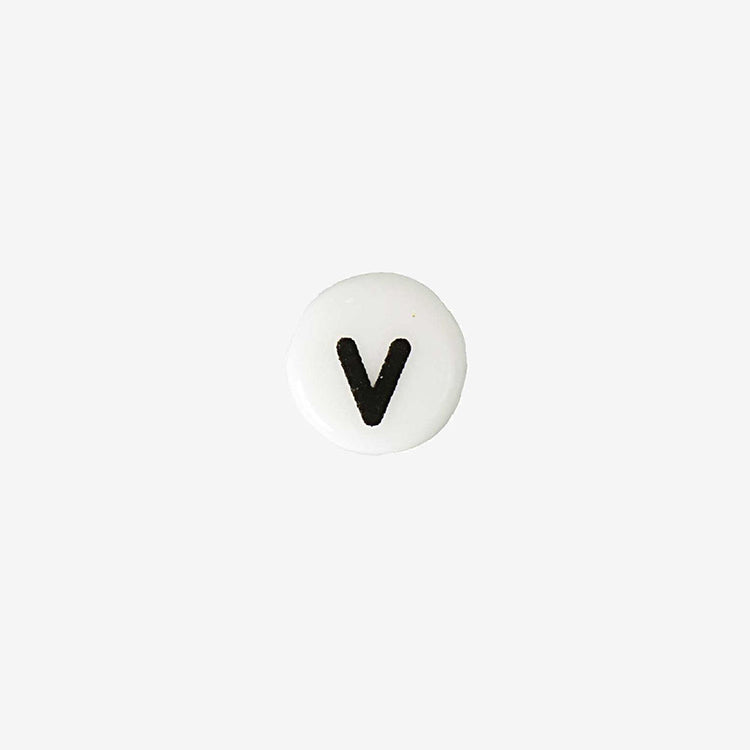 Collar de pulsera de creación de cuentas de letra V del alfabeto de cerámica blanca