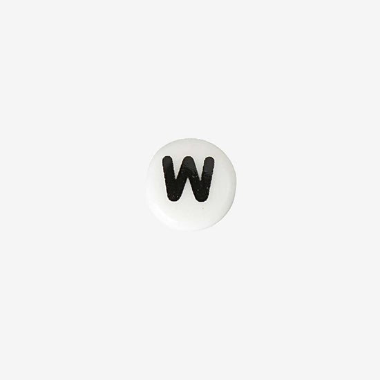 Collar de pulsera de creación de cuentas de letra W del alfabeto de cerámica blanca