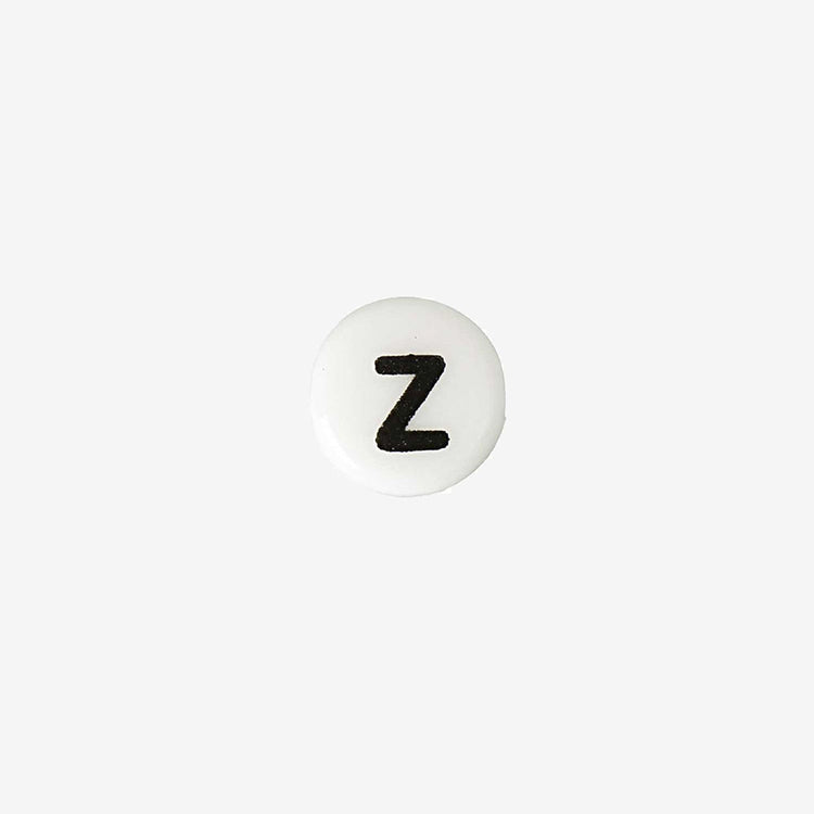 Collar de pulsera de creación de cuentas de letra Z del alfabeto de cerámica blanca
