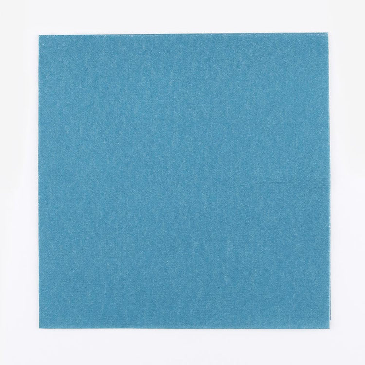 20 serviettes unies de couleur bleu canard idéales pour votre fête 