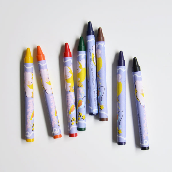 8 crayons pour coloriage textile pour un atelier lors d'un anniversaire