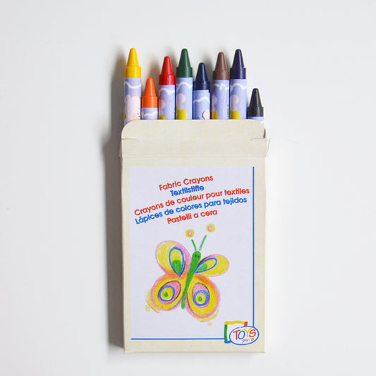 8 multicolored wax crayons for Textile for children's birthday workshop