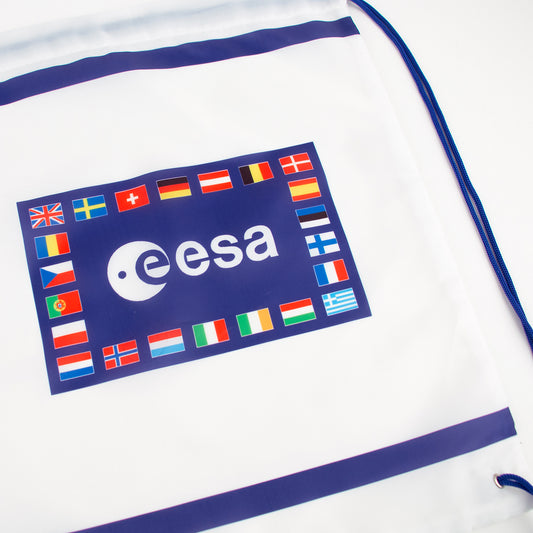 Detalle de mochila de astronuado de la ESA para disfraz de cumpleaños espacial
