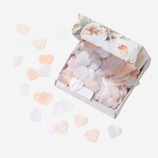 Mariage écoresponsable : confettis pastel biodegradables forme coeur 