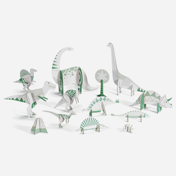 Paper dinosaurs to color and assemble from 5 years old