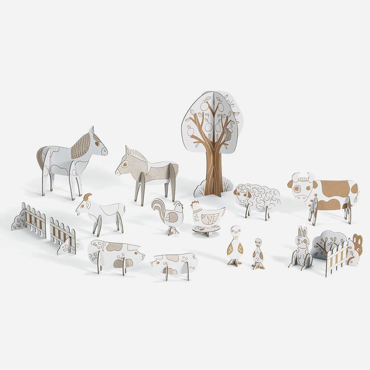 Small farm animals to color and assemble brand Djeco