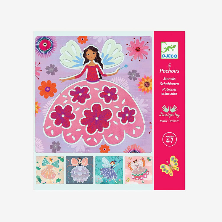 Birthday gift for children brand Djeco: fairy stencil activity