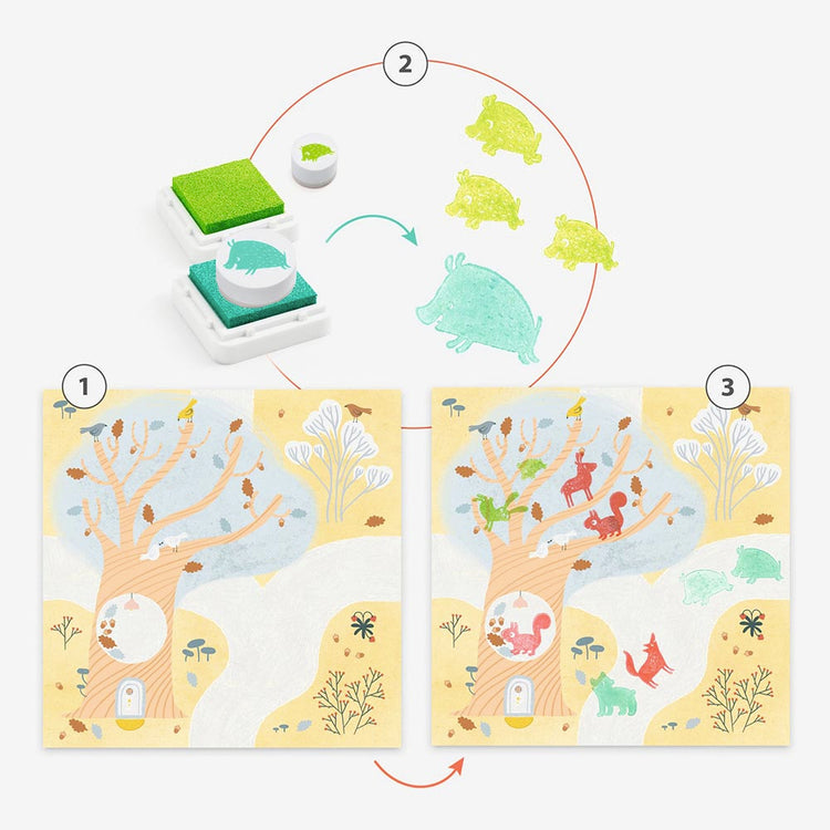 Idea de regalo para niños: sellos del bosque para regalar en un cumpleaños