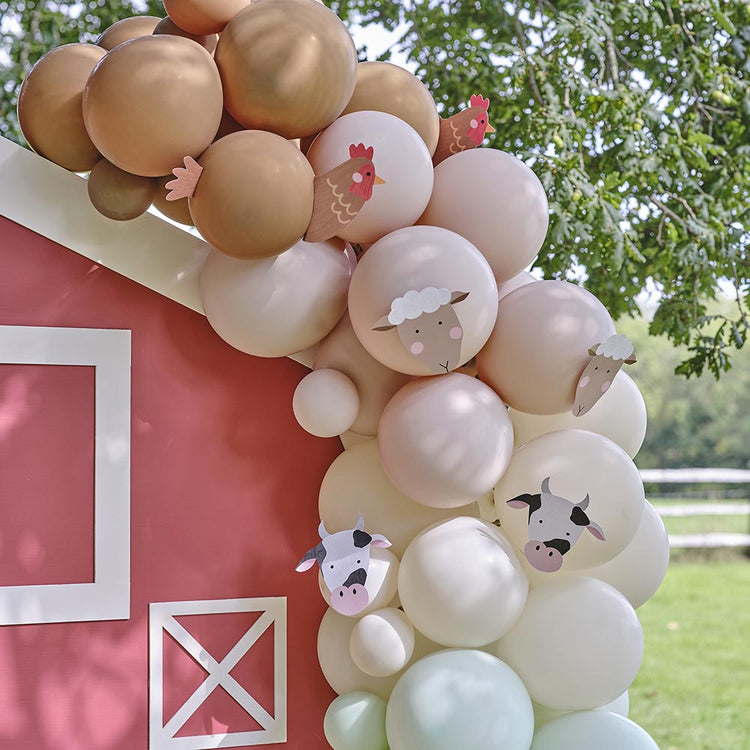 Arche de ballons animaux de la ferme pour deco anniversaire enfant