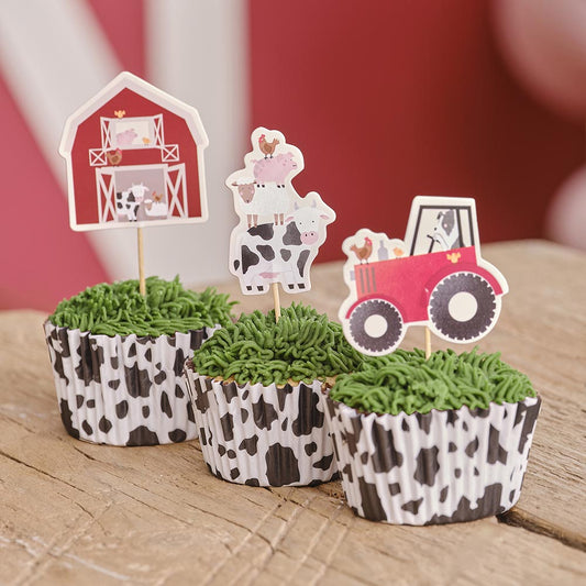Toppers de animales de granja para la decoración de pasteles de cumpleaños de niños