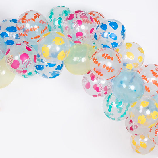 Ballons de baudruche motif océan pour anniversaire enfant theme sirene