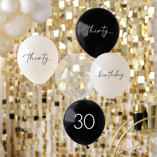 5 ballons de baudruche 30 ans pour decoration anniversaire chic