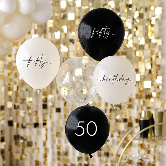 5 ballons de baudruche 50 ans pour decoration anniversaire chic
