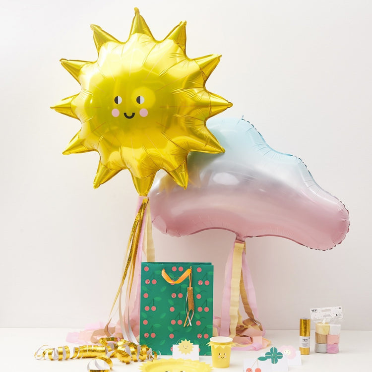 Ballon hélium soleil avec sourire : décoration anniversaire 1 an