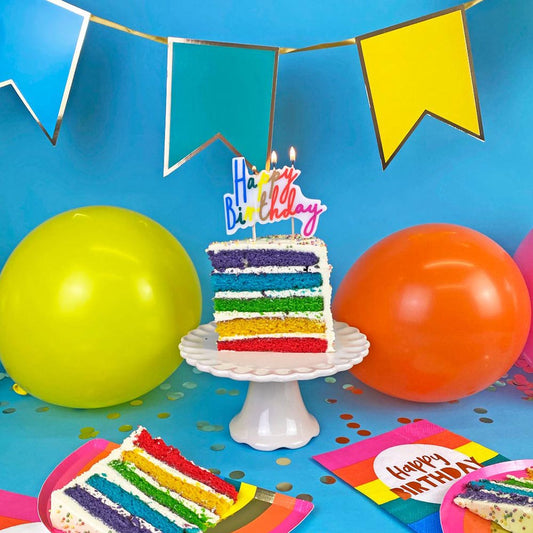 Fête Arc-en-ciel Métallique - Déco. Gâteau Happy Birthday – Party