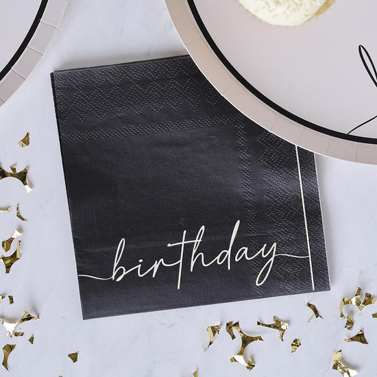 16 serviettes en papier birthday : decoration anniversaire adulte