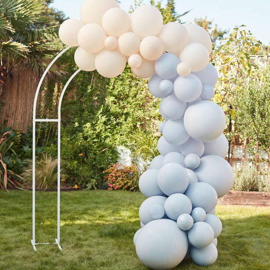 Pastel ginger ray blue balloon arch: baby shower boy decoration