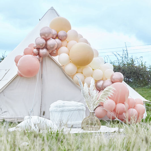 Arco de globos para boda, cumpleaños, EVJF o baby shower colores bohemios