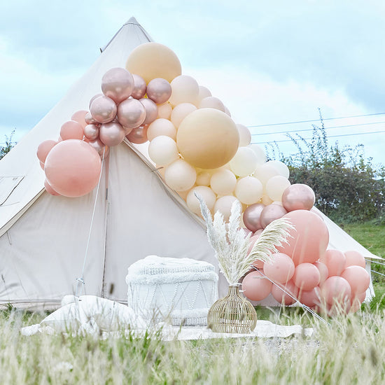 Giant balloon arch: 200 bohemian powder-colored balloons - wedding,  birthday, baby shower decoration