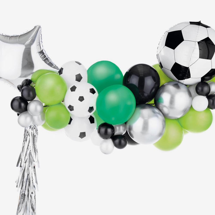 Football birthday decoration: arch of footballs for football birthday