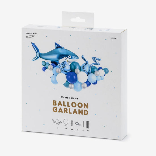 Embalaje de arco de globo de tiburón para decoración de cumpleaños de tiburón