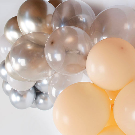 Bunch of gold and silver balloons for birthday deco