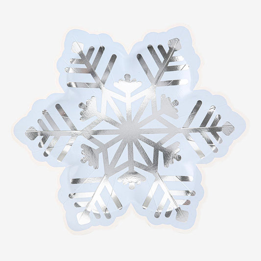 Plato de papel de 8 copos de nieve para cumpleaños de Frozen