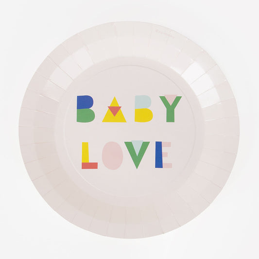 8 pink baby love plates for baby shower parties and chic gender reveal