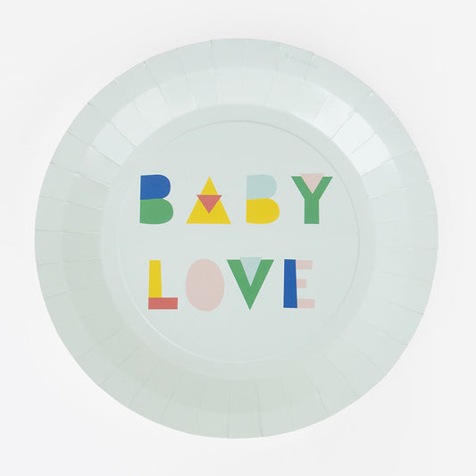 8 platos azules de amor para bebés para fiestas de baby shower y revelación de género chic