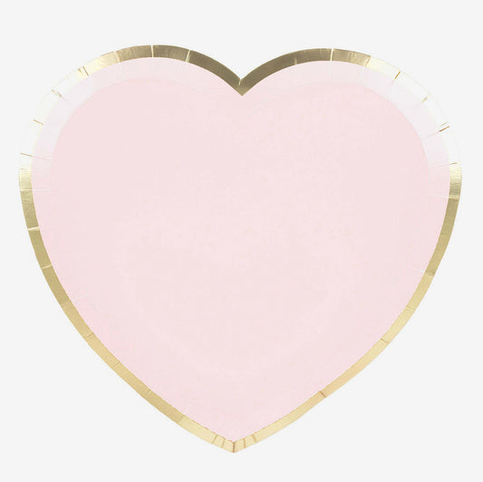 Platos de papel con forma de corazón para cumpleaños de niña o San Valentín