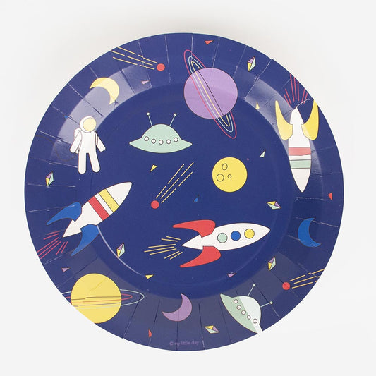 8 cosmonaut plates for a boy's birthday or an astro birthday