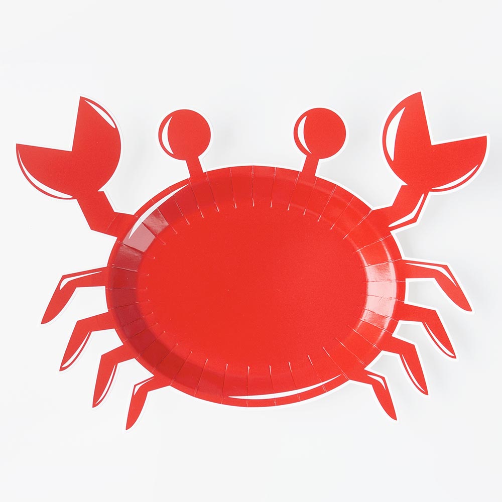 10 assiettes en forme de crabe pour anniversaire enfant animaux marins