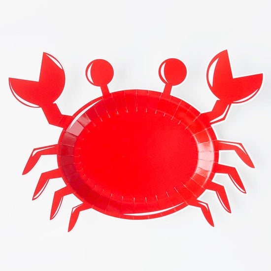 10 assiettes en forme de crabe pour anniversaire enfant animaux marins