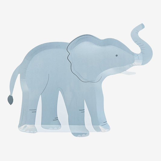 8 elephant plates for a safari-themed child's birthday table