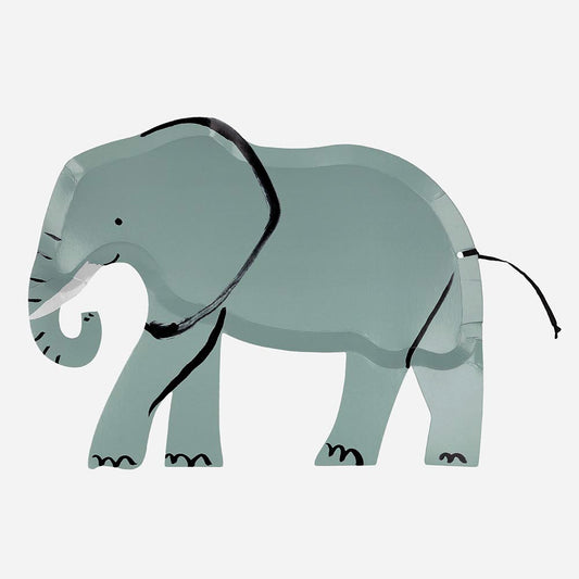 8 elephant paper plates for safari birthday table decoration