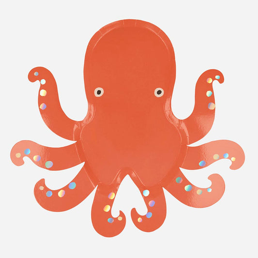 Octopus paper plates: marine animal birthday table decoration