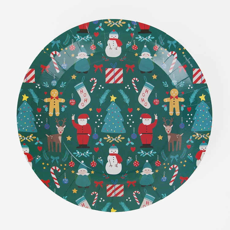 Table decoration for Christmas: set of pretty colored plates