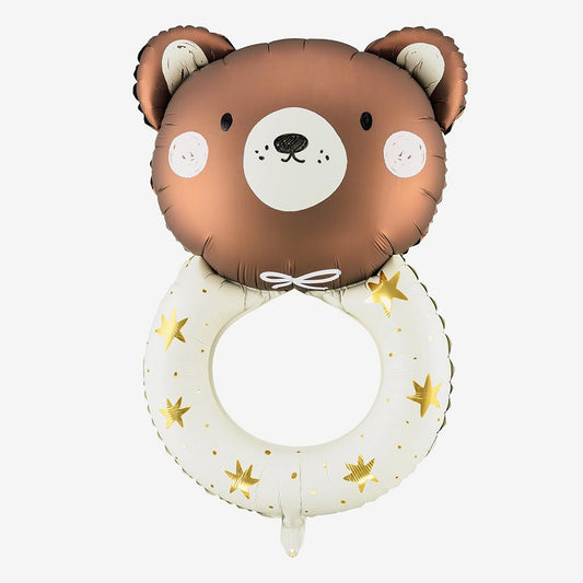Palloncino a elio sonaglio a testa d'orso per la decorazione della baby shower