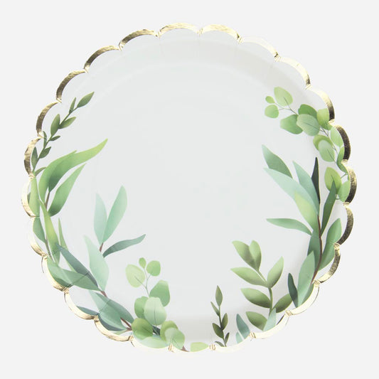 Eucalyptus paper plates for wedding sage or gender reveal
