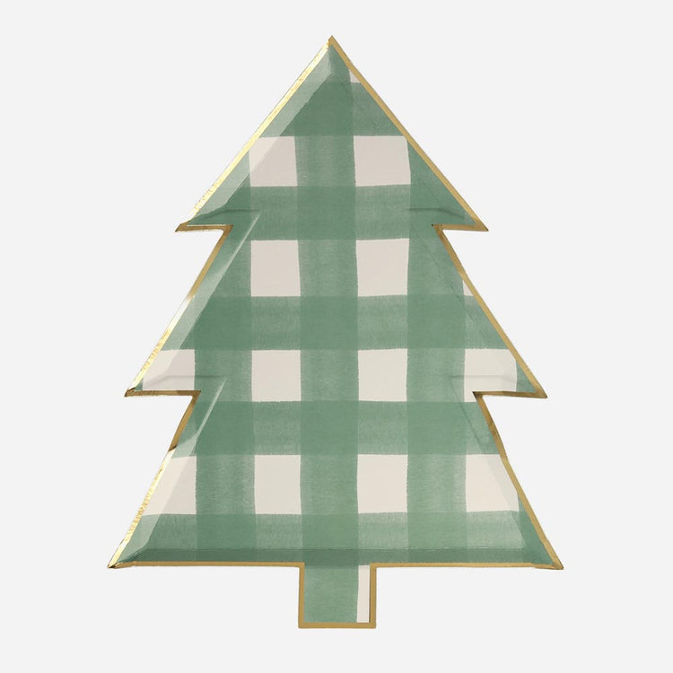 8 gingham tree plates for your Christmas Eve meal