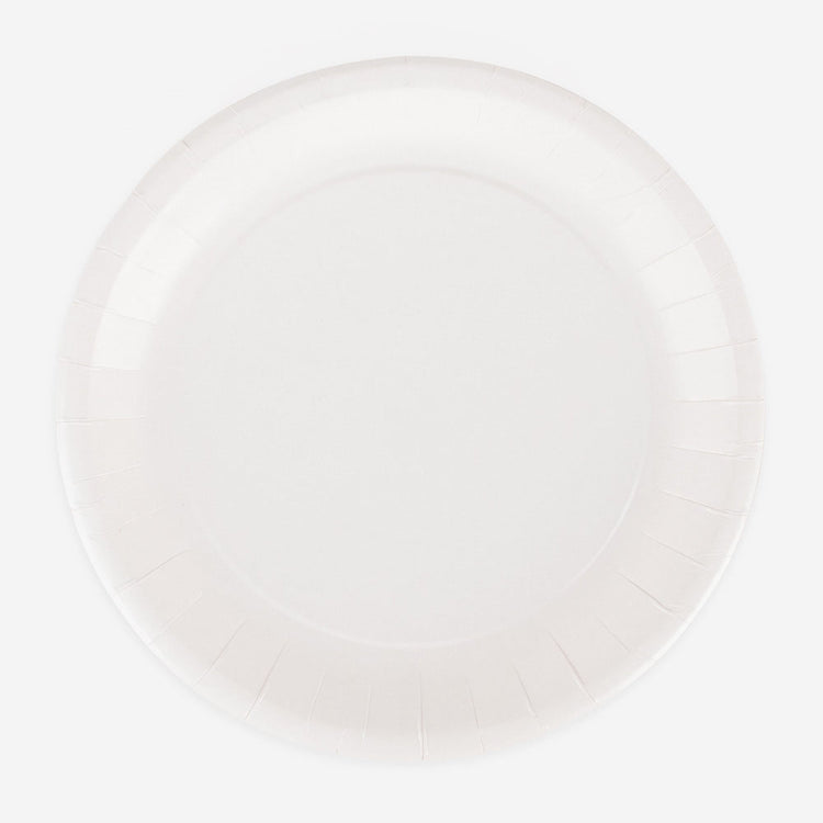 White plates eco friendly wedding, birthday or baby shower