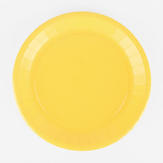 10 yellow eco-friendly plates for eco-responsible tableware