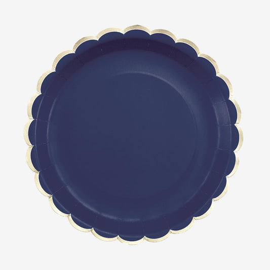 Plato azul marino y friso dorado para decoración de fiesta gatsby, decoración de boda o cumpleaños infantil