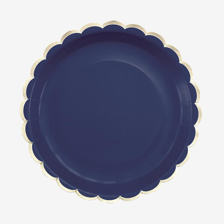 Navy blue plate and golden frieze for gatsby party decoration, wedding decoration or child's birthday