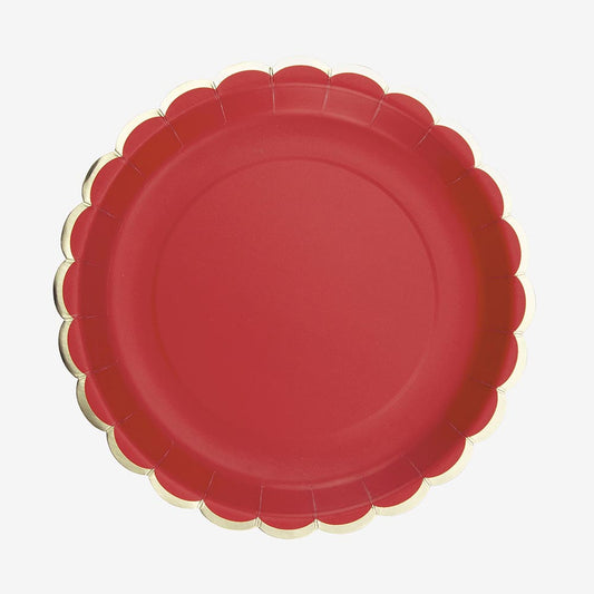Red plate and golden frieze for red riding hood birthday, circus or wedding decoration